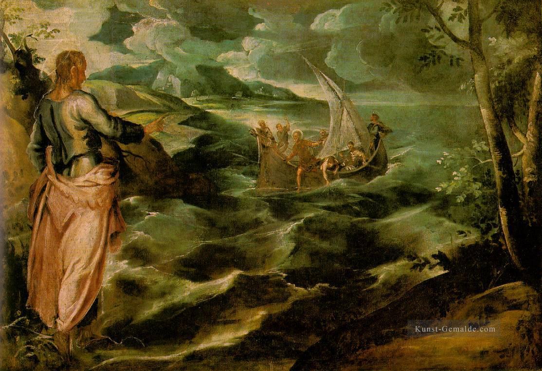 Christus am See Genezareth Italienische Renaissance Tintoretto Ölgemälde
